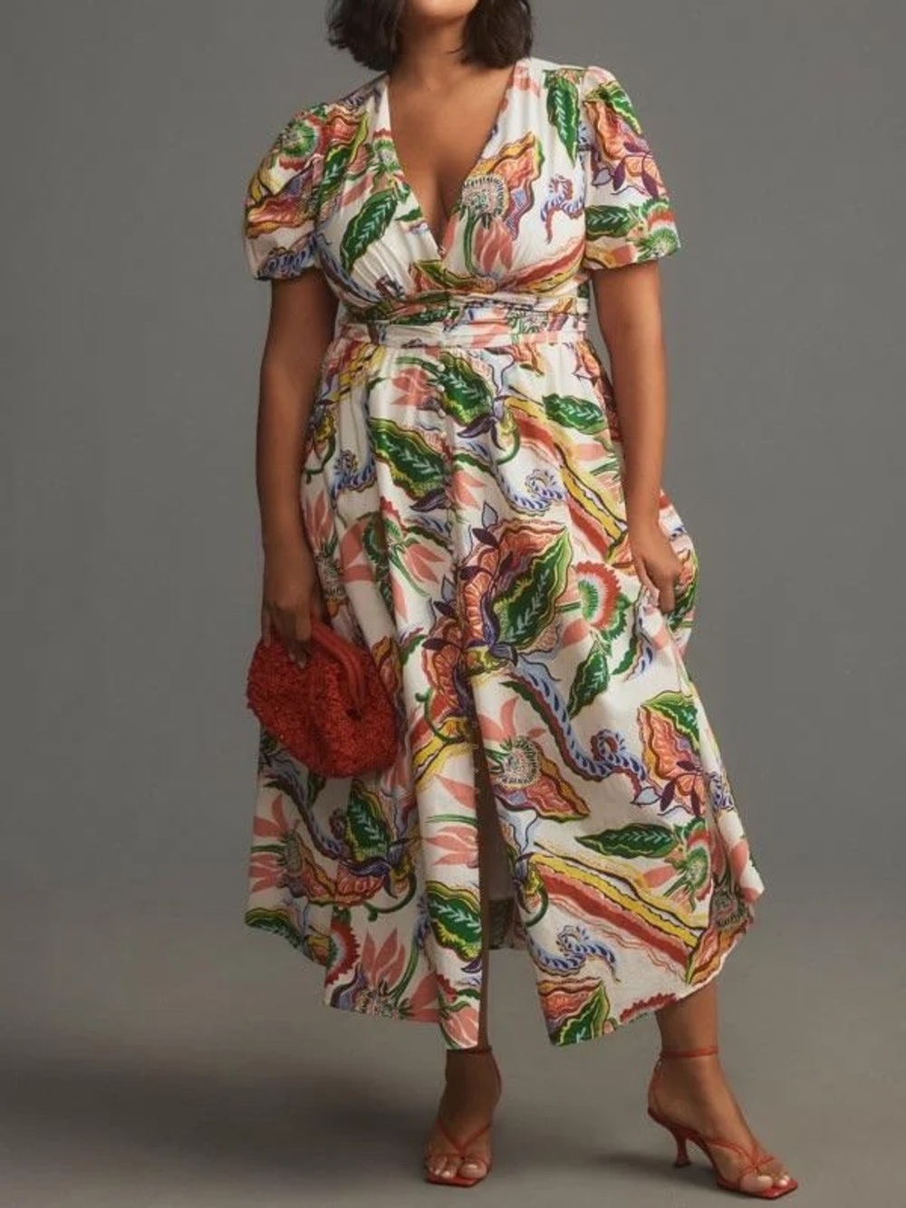 Anthropologie Katherine Button Front Dress with Multicolor Floral Print Size 3X